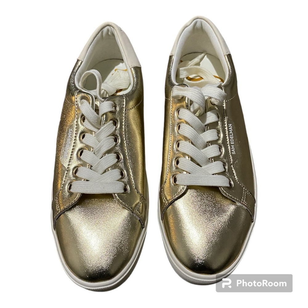 Sam Edelman ETHYL LACE UP SNEAKER Gold Leaf Size 9 US